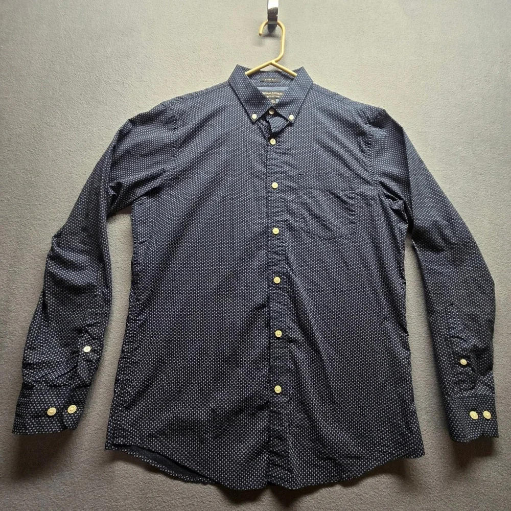 Banana Republic Mens Slim Fit Navy Floral Micro Print Button Down Shirt M FA19
